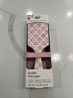 NIB Mackenzie Childs x Wet brush paddle detangler hairbrush rosy check 🩷🤍